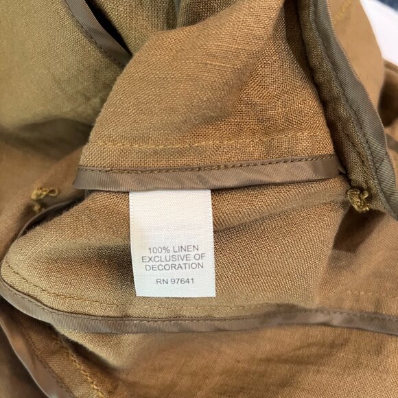 J.Jill 100% Linen Blazer Jacket M Brown Textured Button Front Ruched Detail - Picture 8 of 10